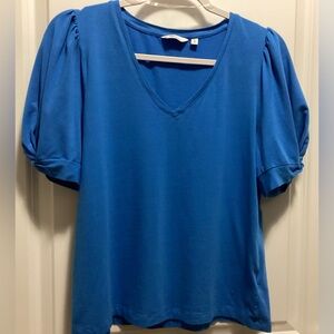 2/$20 SALE Reitmans cobalt Blue T-shirt size M short puff style sleeves